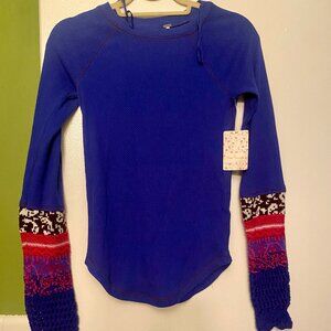 Bright Blue Art School Thermal Free People NWT S